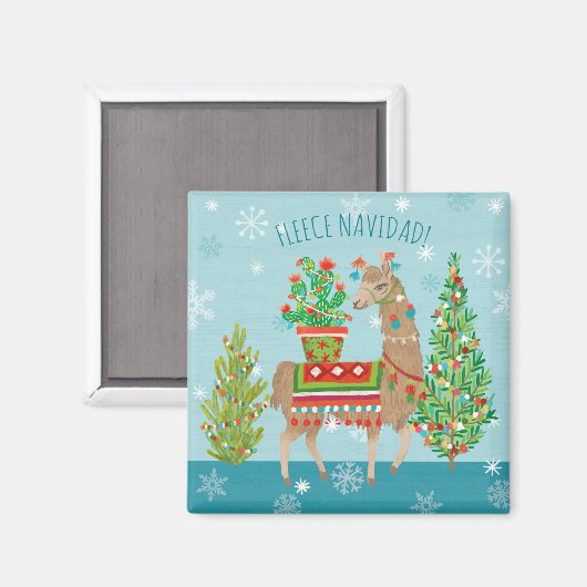 Fleece Navidad | Llamas Christmas Magnet (Vorderseite/Rückseite)