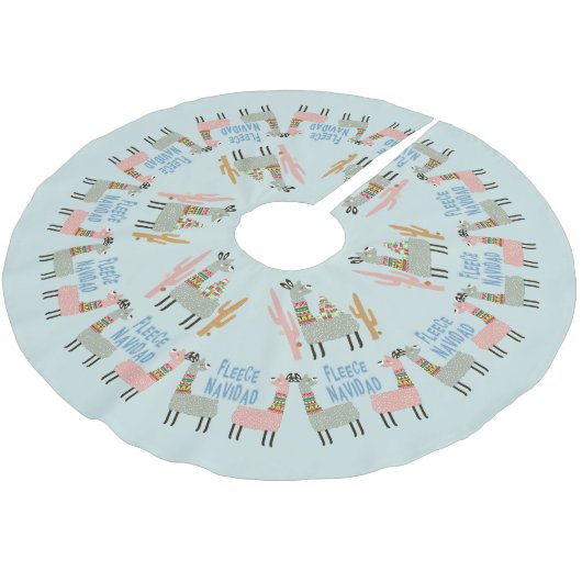 Fleece Navidad Llamas Polyester Weihnachtsbaumdecke (Schrägansicht)