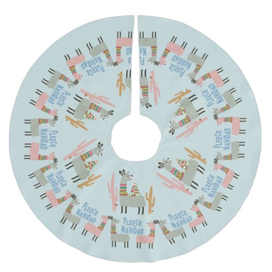 Fleece Navidad Llamas Polyester Weihnachtsbaumdecke (Vorderseite)