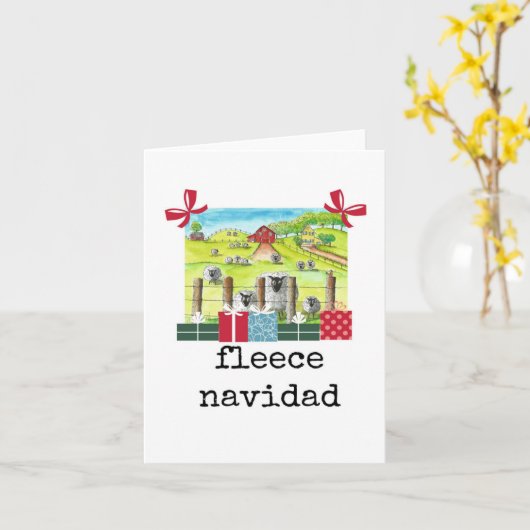 Fleece Navidad, lustig, Niedlich, Weihnachtskarte Karte (Gelbe Blume)