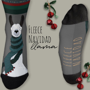 „Fleece Navidad“ Lustige Schicke Graue Lama-Socken Socken