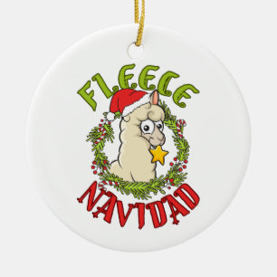 Fleece Navidad Lustiges Alpaka Weihnachten Keramik Ornament