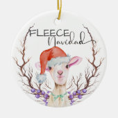 Fleece Navidad Niedlich Lamb Weihnachten Keramik Ornament (Vorne)
