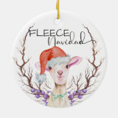 Fleece Navidad Niedlich Lamb Weihnachten Keramik Ornament (Hinten)