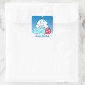 Fleece Navidad Niedlich Weihnachtsschaf Quadratischer Aufkleber (Tasche)