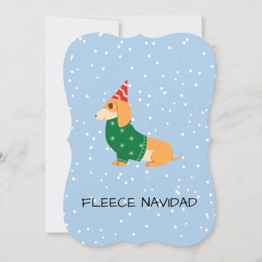 Fleece Navidad - Niedlicher Wursthund Feiertagskarte (Vorderseite)