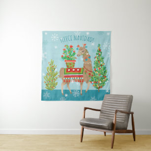 Fleece Navidad   reizendes Lama-Weihnachten Wandteppich