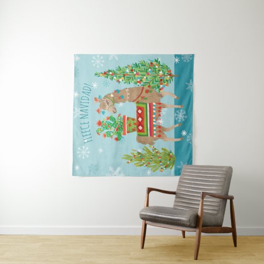 Fleece Navidad | reizendes Lama-Weihnachten Wandteppich (Beispiel)