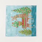Fleece Navidad | reizendes Lama-Weihnachten Wandteppich (Vorderseite)