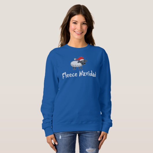 Fleece Navidad Sankt Schaf-Weihnachtswortspiel Sweatshirt (Vorne ganz)