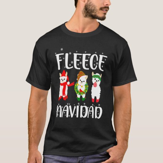 Fleece Navidad Santa Claus Alpaca Happy Holidays T-Shirt (Vorderseite)