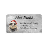 Fleece Navidad Santa Sheep Adressaufkleber (Vorne)