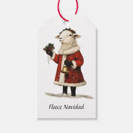 Fleece Navidad Schaf Lamm Weihnachtsmann Geschenkanhänger (Vorderseite)