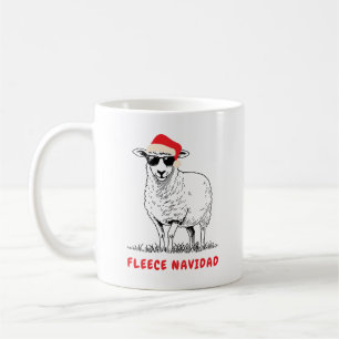 Fleece Navidad Schaf mit Sonnenbrille Kaffeetasse