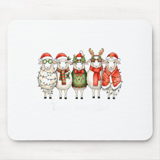 Fleece Navidad Schaf Weihnachtsbeleuchtung Abendes Mousepad (Vorne)