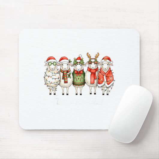 Fleece Navidad Sheep Christmas Lights Dinner Famil Mousepad (Mit Mouse)