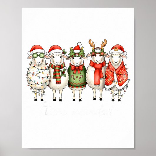 Fleece Navidad Sheep Christmas Lights Dinner Famil Poster (Vorne)