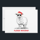 Fleece Navidad Sheep in Sonnenbrille Feiertagskarte<br><div class="desc">Feiern Sie die Urlaubssaison mit einer Touch Spaß in unserer Fleece Navidad! Mit einem festlichen Schaf, der eine Weihnachtsmannmütze spielt, ist dieses spielerische Design perfekt, um Ihren Weihnachtskarten einen Feiertagsjubiläum zu verleihen. Mit seinem lustigen Wortspiel und gemütlichen Ambiente ist diese Karte ein ideales Geschenk für Tierfreunde, Pun-Enthusiasten oder für alle,...</div>