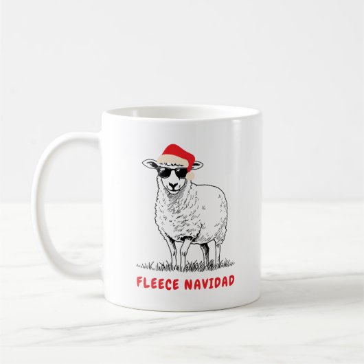Fleece Navidad Sheep in Sonnenbrille Kaffeetasse (Links)