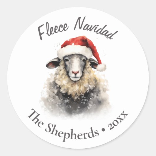 Fleece Navidad Sheep Weihnachten Runder Aufkleber (Vorderseite)