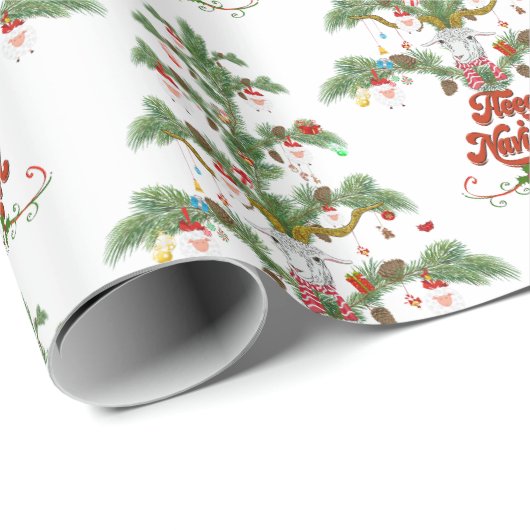 Fleece Navidad Sheep Weihnachtsbaum Geschenkpapier (Rolleneckpunkt)
