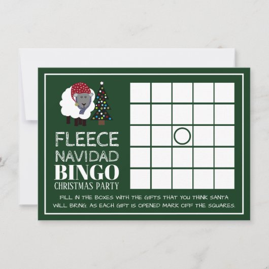 Fleece Navidad, Spanisches Party Bingo Einladung (Vorderseite)