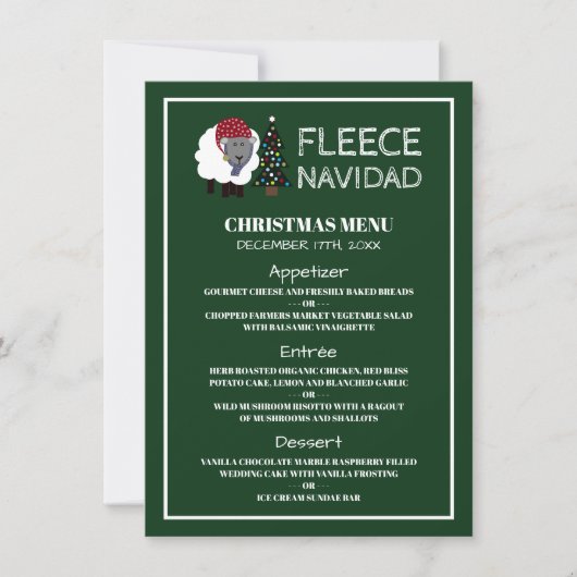Fleece Navidad, Spanisches Weihnachtsmenü Einladung (Vorderseite)