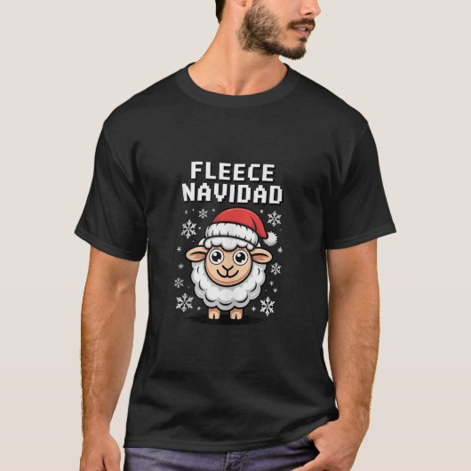 Fleece Navidad Ugly Sweater Christmas Sheep Holida T-Shirt (Vorderseite)