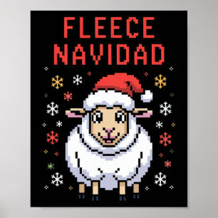 Fleece Navidad Ugly Sweater Funny Christmas Sheep Poster
