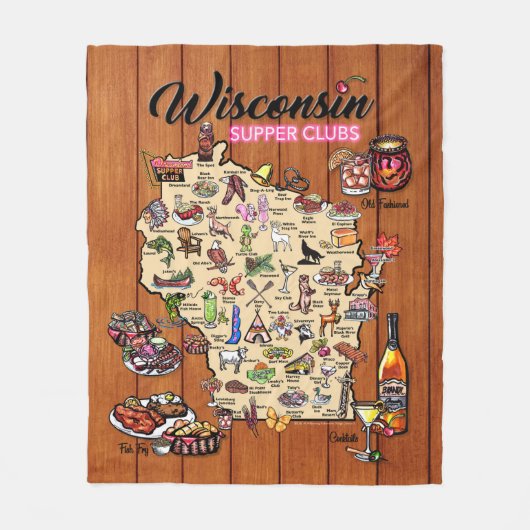 Fleece Throw - Wisconsin Supper Club Karte (Vorderseite)