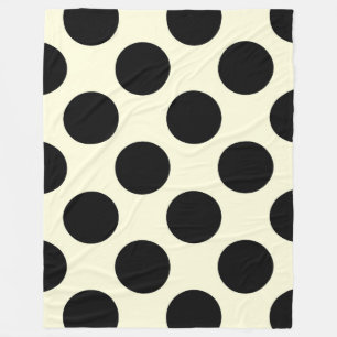 Fleece-umfassende große Kreis-Punkt-schwarze Creme Fleecedecke