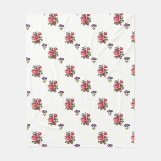 Fleece-umfassendes rosa Rosen-und Veilchen-Muster Fleecedecke (Vorderseite)