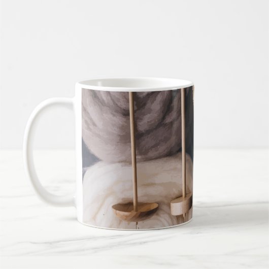Fleece- und Drop-Spindeln Kaffeetasse (Links)