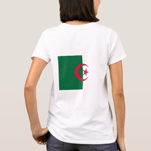 Fleece Zip Jogger mit algerischer Flagge T-Shirt (Rückseite)
