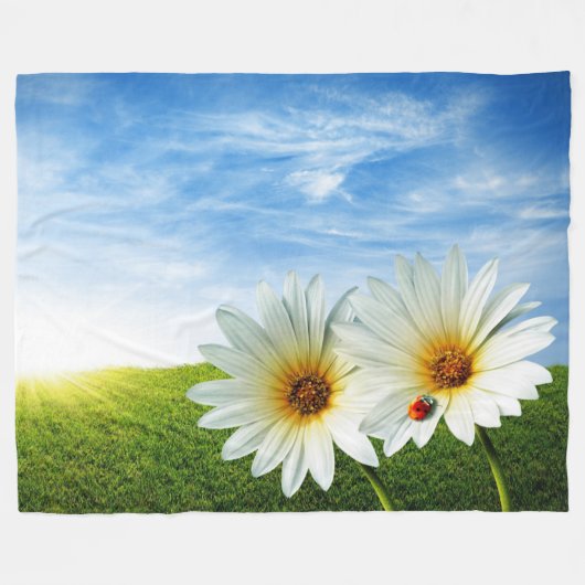 Fleecedecke/Daises mit Damenwanze Fleecedecke (Vorderseite (Horizontal))