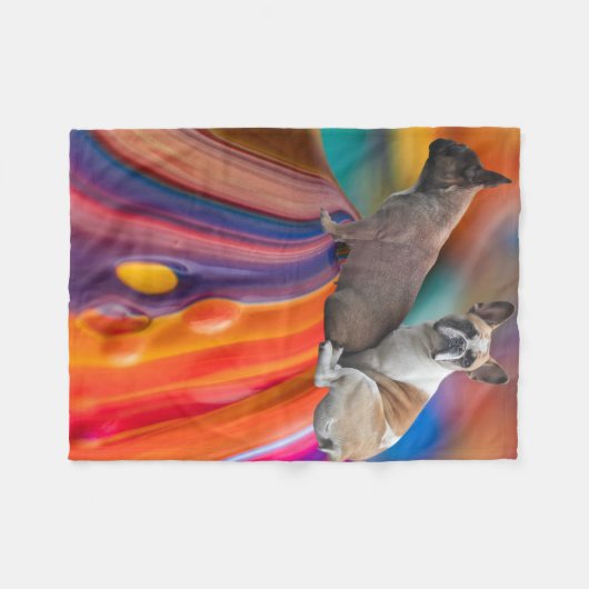 Fleecedecke französische Bulldoggen (Vorderseite (Horizontal))