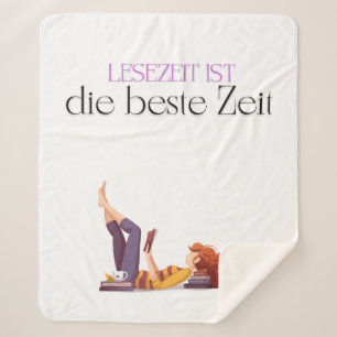 Fleecedecke für Buchliebhaberinnen – "Lesezeit" Sherpadecke