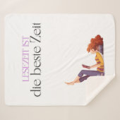 Fleecedecke für Buchliebhaberinnen – "Lesezeit" Sherpadecke (Vorderseite (Horizontal))