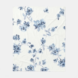 Fleecedecke mit blauem Blumem-Print