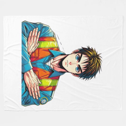 Fleecedecke mit Manga-Sicherheitsfachmann (Vorderseite (Horizontal))