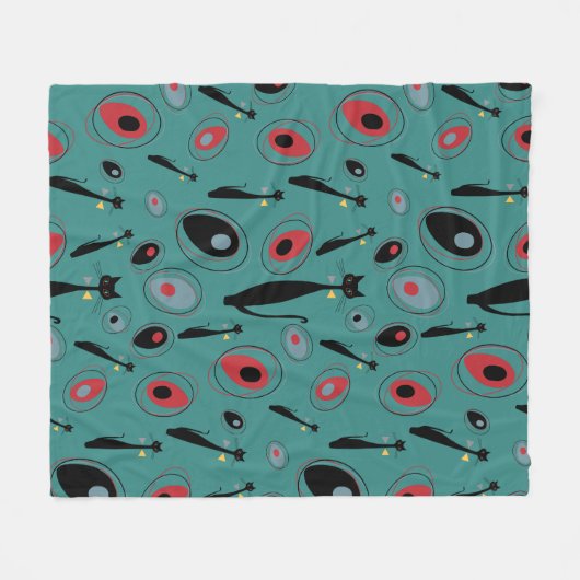 Fleecedecke | Mittelalterliche moderne Atomkatzen (Vorderseite (Horizontal))