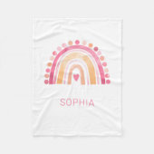 Fleecedecke Regenbogen, rosa bohfarbene Wasserfarb (Vorderseite)