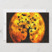 Fleet & Owls in Tree Elegantes Halloween Hochzeit Einladung (Rückseite)