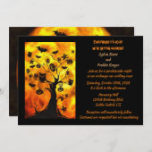 Fleet & Owls in Tree Elegantes Halloween Hochzeit Einladung (Vorne/Hinten)