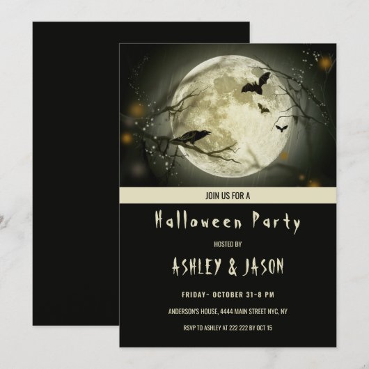 Fleet und Crow Halloween Einladung (Vorne/Hinten)