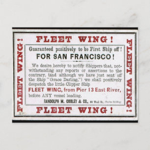 Fleet Wing Clipper Segeln  Postkarte