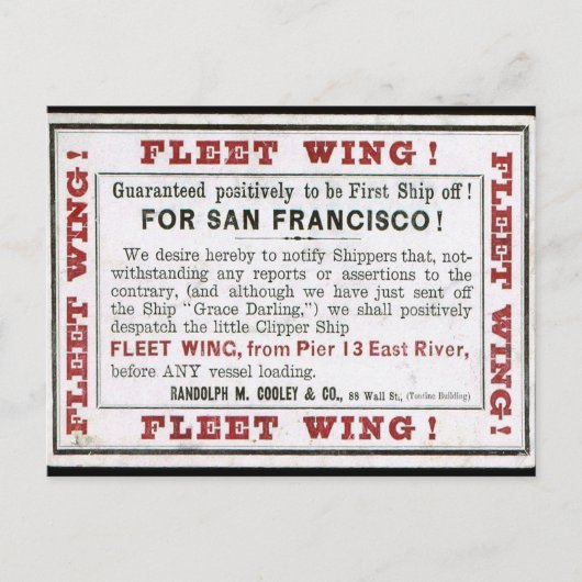 Fleet Wing Clipper Segeln Postkarte (Vorderseite)