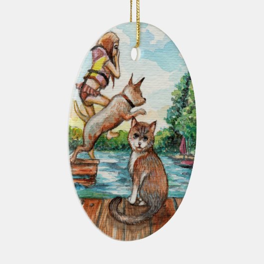 Fleisch am Hütte Dock Keramik Ornament (Rechts)