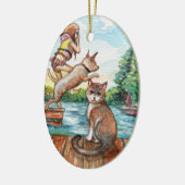 Fleisch am Hütte Dock Keramik Ornament (Links)