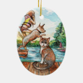 Fleisch am Hütte Dock Keramik Ornament (Hinten)